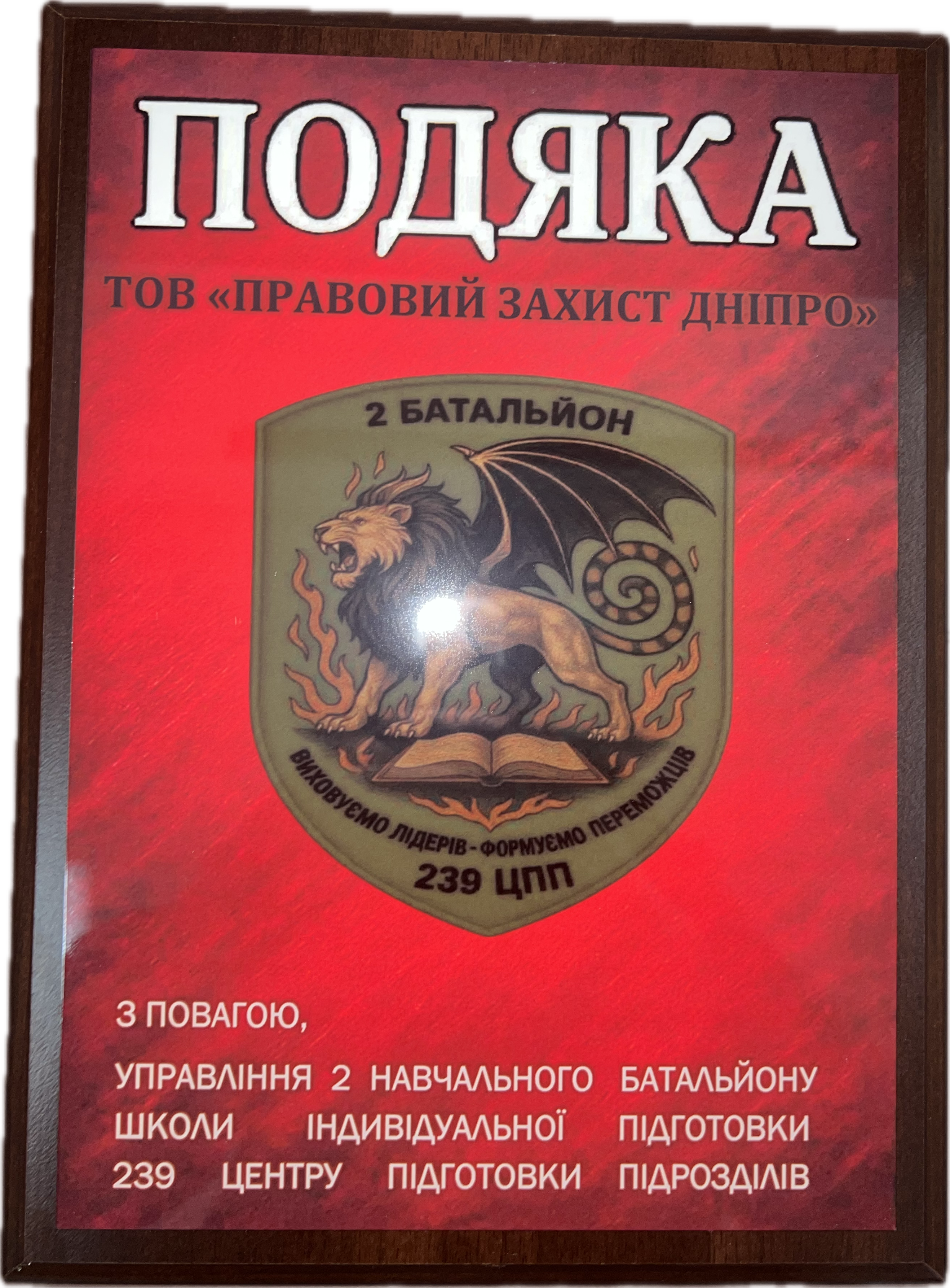 Подяка від управління 2 батальйону